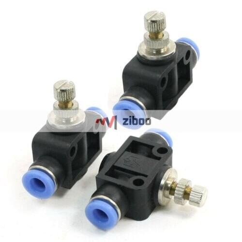 3 Pcs Air Pneumatic Quick Fitting 6mm to 6mm Push In Speed Controller Valve