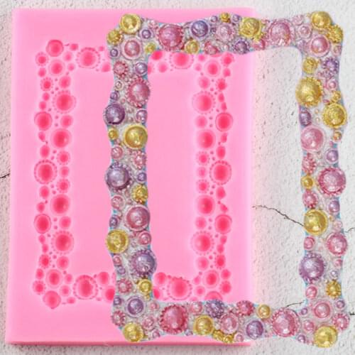 3D Pearl Frame Border Silicone Molds DIY Party Cupcake Topper Fondant Cake Decorating Tools Candy Clay Chocolate Gumpaste Moulds