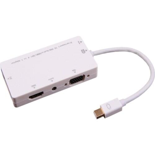4-in-1 Mini Display Port to VGA/HDMI/DVI/Audio with Micro USB Port Adapter for Apple iMac/Laptop Microsoft Sufacepro 2,3,4
