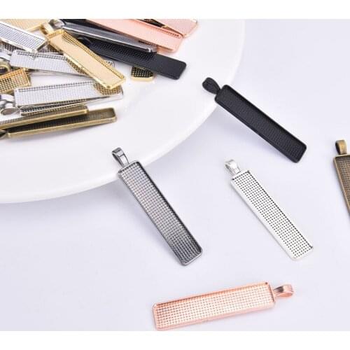 5PCS Cameo Rectangle Bezels Blank Pendant Cabochon Base Setting For Jewelry Making Accessories Supplies 10x50mm