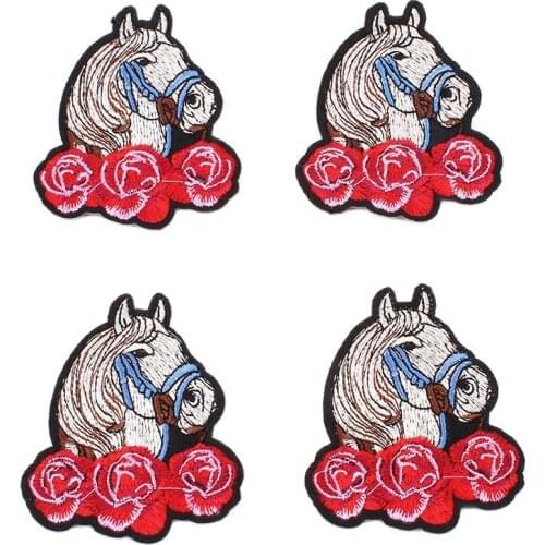 5PCS New Embroidered Horse Patch Cartoon Animal Sticker DIY Rider Jeans Coats Personality Badge Handmade Pants Bags Appliques
