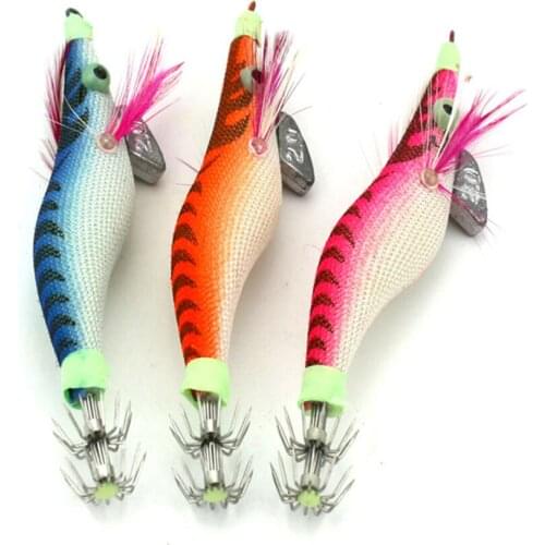 Big Sale 6pcs New Squid Hook Fishing Lures Artificial Plastic Shrimp Baits Squid Jigs Wooden Shrimp Fishing Tackle 8.2cm 7.8g