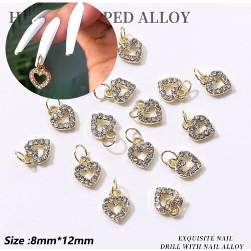 8X12mm"Hollowed-LOVE"Shapes Pendant Nail Charms||10PCS/Bag Heart Jewelry For Nail Art Decorations|| Hollowed Diamond-Inlay Charm