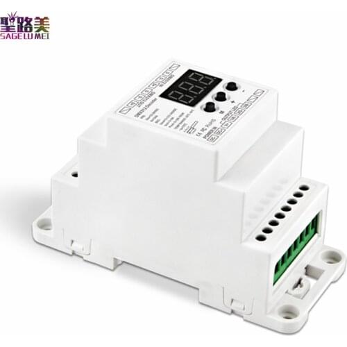 BC-833-DIN DC12V -24V 3CH Channels PWM Constant Voltage LED DMX512 Decoder 288W 576W 8A/CH For led strip light tape ribbon