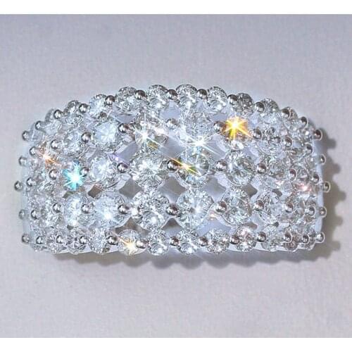 Shining White Crystal Small Round Stone Ring Female Vintage Silver Color Wedding Rings For Women Luxury Bridal Engagement Ring