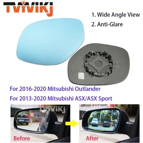 TVYVIKJ Side Rearview Mirror Blue Glass Lens For Mitsubishi Outlander ASX 2011-2020 Wide Angle View anti glare door mirror