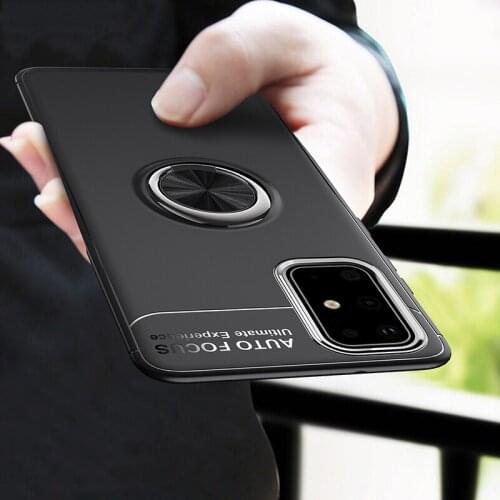 For Samsung Galaxy m31s Case Metal Magnetic Ring Stand Silicone Soft TPU Cover Case for Samsung M 31S M31S Shockproof Fundas