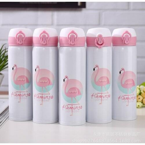 Lady Stainless Steel Vacuum Flask New Flamingo Insulated Mug Cupping Cup 304 Vacuum Flask Women Coffee Thermos