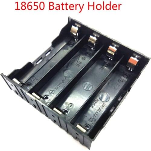 18650 Battery Holder With Pins 4*18650 Case 18650 Box For 4Pcs 18650 Batteries In Parallel 3.7V-14.8V Pole Black For Soldering