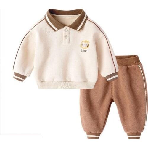 Winter Baby Sweater Boy Clothes Sports Suit Children Clothing Kid Pants Fleece Baby Tops Suit Girl Clothing Sets