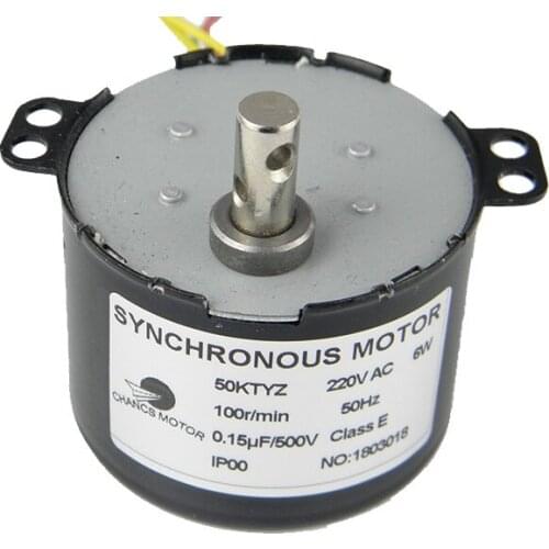 CHANCS AC Motor 220V 50KTYZ 100RPM Synchronous Motor Geared 6W CW/CCW Micro Permanent Magnet Low Speed Geared Motor