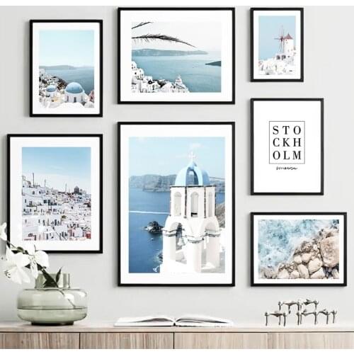 Aegean Sea Waves Seagull Stone Landscape Wall Art Canvas Painting Nordic Posters And Prints Wall Pictures For Living Room Decor