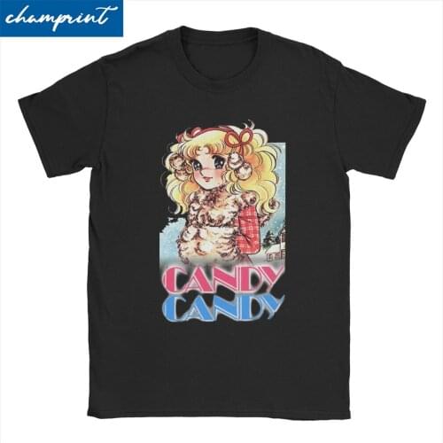 Men Women Candy Candy Logo T Shirts Anime 80s Kawaii Manga Cotton Tops Casual Short Sleeve O Neck Tee Shirt Classic T-Shirts