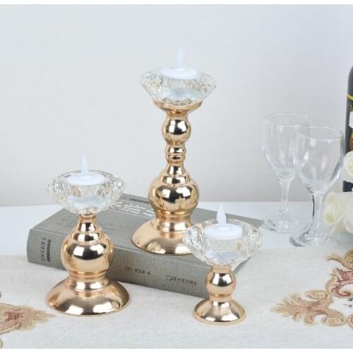 IMUWEN Crystal Candle Holder Delicate Candlestick Candle Lantern Wedding Centerpieces Table Stand For Decor IM764