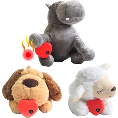Wholesale Dog Toy Plush Toy Comfortable Behavioral Training Aid Toy Heart Beat Soothing Heating Plush Doll Sleep For Dogs Cats