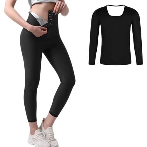 Women Shapewear Set Sweat Sauna Pants Sauna Vest Body Shaper Suits Waist Trainer Slimming Modeling Strap Thermo Fitness Leggings