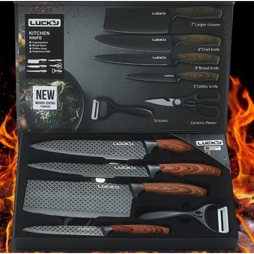 Forged Kitchen Knives 6 Pcs Set Handmade Stainless Steel Kitchen Knife Scissors Peeler Chef Slicer Nakiri Paring Knife Gift Case