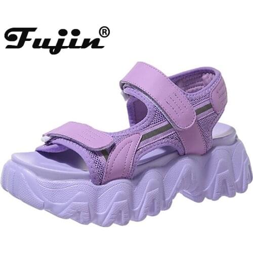 Krasovki 6CM 2021 Summer Fashion Women Chunky Beach Sandal Denim Comfortable Sandalias Mujer Gladiator Platform Womens Sandals