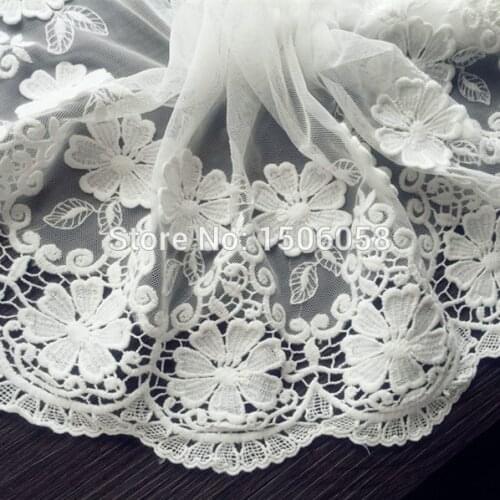 3 Yard/lot White Black Embroidery Lace Fabric Lace Trim 23cm Wide DIY Handmade Wedding Dress Clothes Sewing AccessoriesYN078