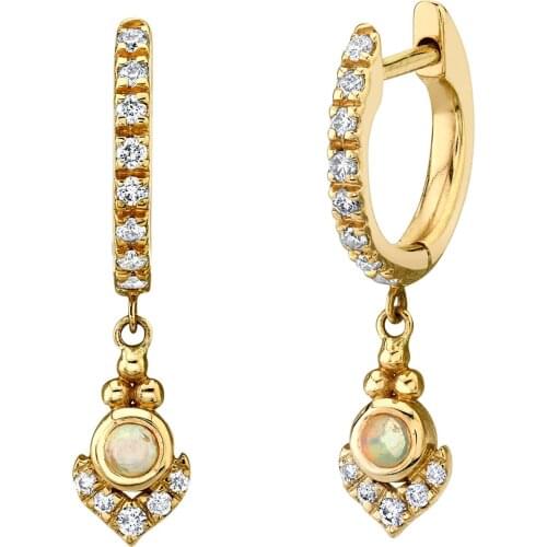 Minimal 925 Sterling Silver Geometric White CZ Opal Stone Charm Hoop Earring Dainty Multi Piercing Jewelry