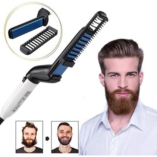 Beard Straightener Men Quick Styler Styling Iron Multifunctional Hair Beard Straightening Comb Show Cap barba Men Accessories