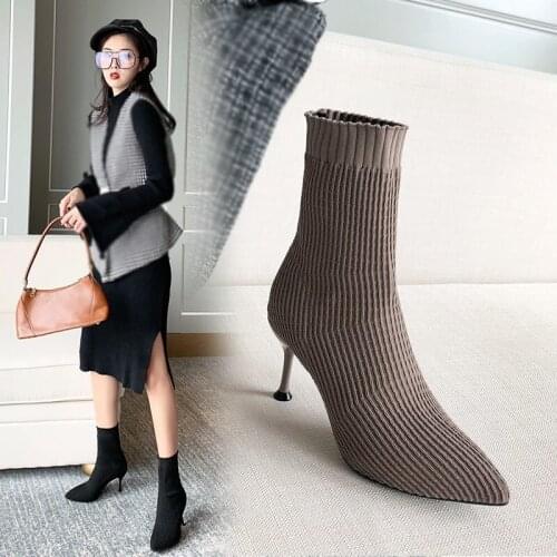 High Heel Boots for Women, Stretch Stiletto Fashion Boots (Height 7.5cm 2.95inches)