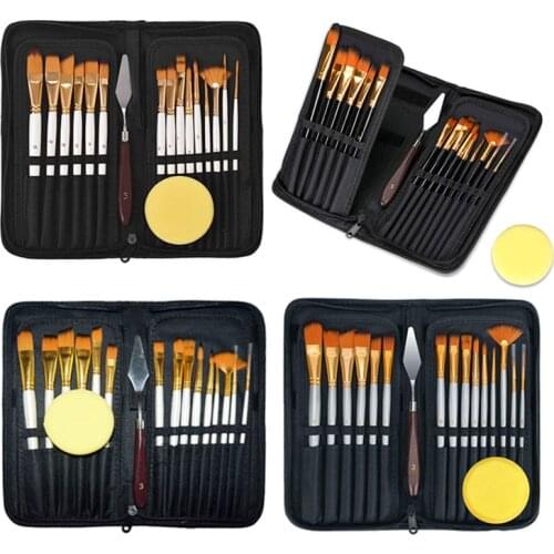 15 Brushes Set, Canvas Bag Set, Nylon Wool Beginner Gouache Paint Watercolor Painting Art Painting