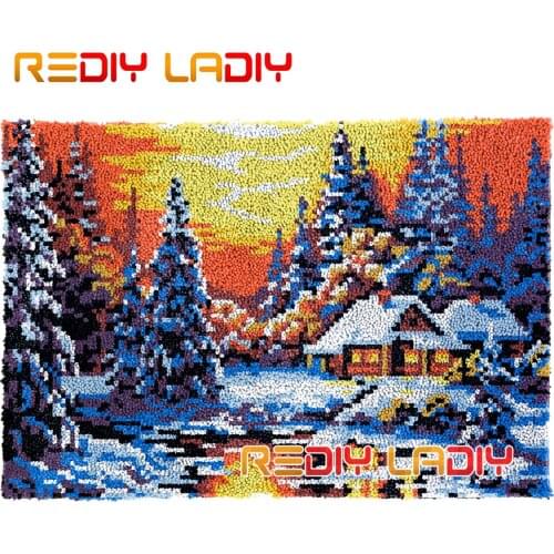 Latch Hook Rug Kits Sunset Glow Plush Wall Tapestry DIY Carpet Rug Thick Yarn Arts Cushion Crocheting Floor Mat Home Decor Gifts