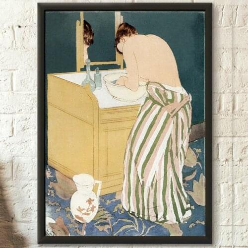 Wall Art Woman Bathing Mary Cassatt Canvas Painting Modular Ukiyo-e Pictures Home Decor Bedroom Bedside Background Japan Poster