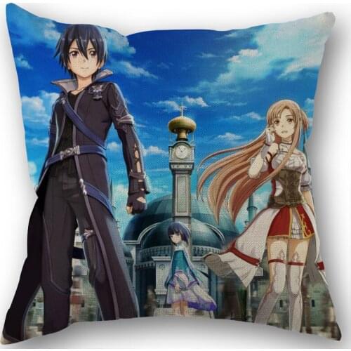 Anime Sword Art Online Cushion Pillow Tent,Office,Home Cotton Linen Zippered Pillowcase Family Home Accessories Customizable