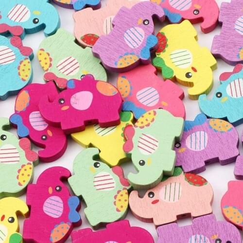 New 20x30mm Multicolor Flat Small Elephant Natural Wooden Beads Loose Beads Supplies For Jewelry Making Diy Handmade Accessories