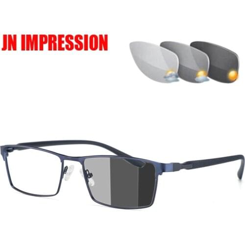 Titanium alloy Outdoor Photochromic Reading Glasses Men Sun Automatic Discoloration Presbyopia Hyperopia Glasse gafas de lectura