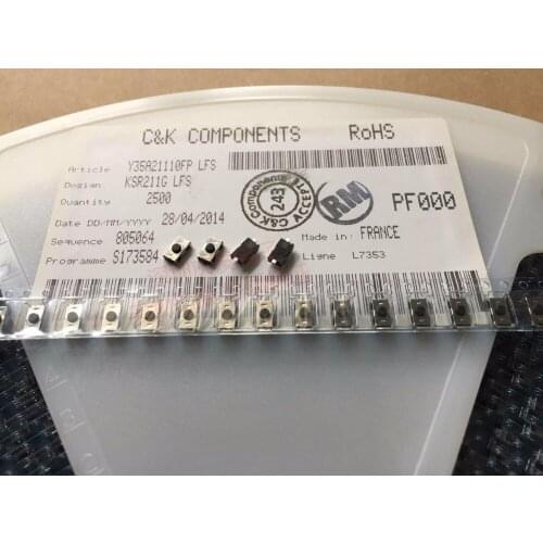 Original new 100% waterproof and dust-proof touch switch silicone key 4*6*2.5 SMD 2pin KSR211G