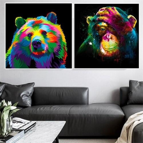 Popular Wall Art Canvas Paintings Graffiti OMG Beat Monkey Bear Wall Art Canvas Animals Wall Decoration Pictures for Living Room