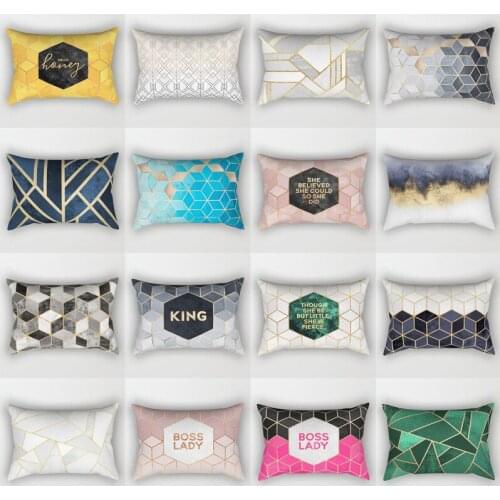 Rectangle 30*50 cm Simple Geometric line pillow cover polyester peach skin Micro-fabric decorative pillowcase