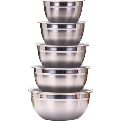 New Stainless Steel Salad Bowl with Lid Food Mixing Bowl DIY Cake Bread Mixer Kitchen Utensil Bowl Cooking Tool