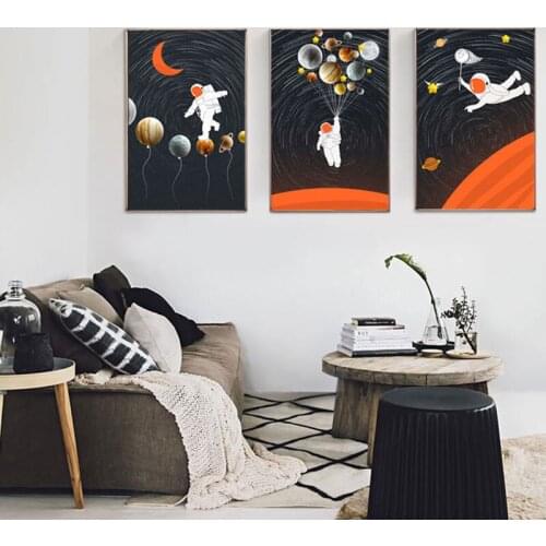 Modern Cute Astronaut Cartoon Posters and Prints Nodic Canvas Painting Wall Pictures for Living Room Children Room Home Decor