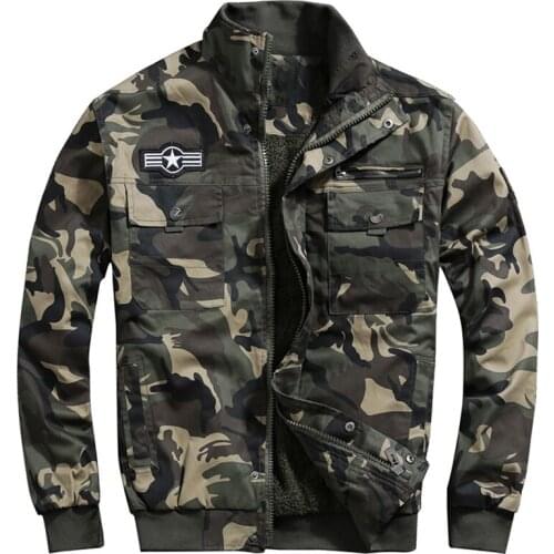 Outdoor Vintage Military Coats For Men XXXXL Autumn Winter Warm Camouflage Jacket Coats Air Force Man Overcoat Plus Size 4XL