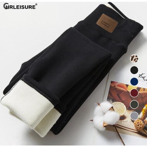 CHRLEISURE Winter Warm Leggings Women High Waist Velvet Thick Legging Patchwork Super Stretch Pencil Pant Plus Size