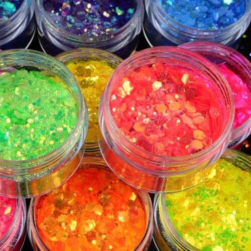 1 Box Nail Art Glitter Flakes Colourful Mixed Hexagon Shape Chunky Nail Sequins Spangles For Manicure Design