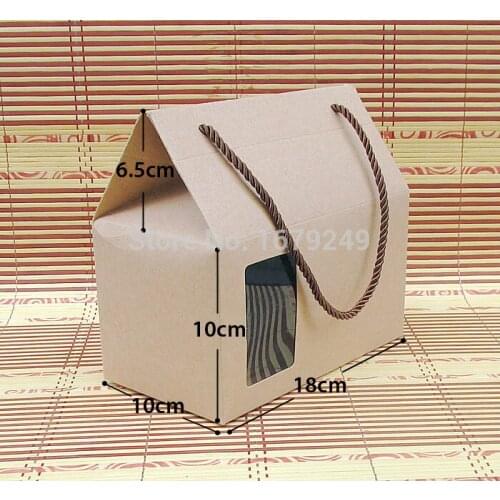 10*18*10+6.5cm Kraft paper box empty Open the window box Gift Tea candy dryfood cake packaging boxes 100pcs/lot