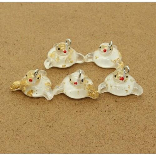 10pcs Cute Simulated Sea Lion Resin Charms Gold Foil Shard Animals Earring Necklace Key Chains Pendant Diy For Jewelry Accessory