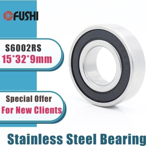 10PCS S6002RS Bearing 15*32*9 mm ABEC-3 440C Stainless Steel S 6002RS Ball Bearings 6002 Stainless Steel Ball Bearing