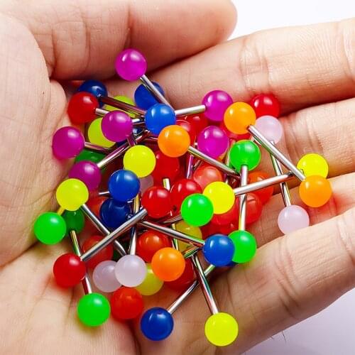 10pc Glow Night Tongue Rings Studs Nipple Piercing 14G Stainless Steel Barbell Cartilage Helix Bar for Women Body Breast Jewelry