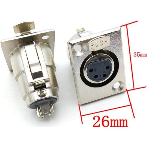 2 PCS metal 4 pin FEMALE XLR Chassis Mounted Socket panel Connectors