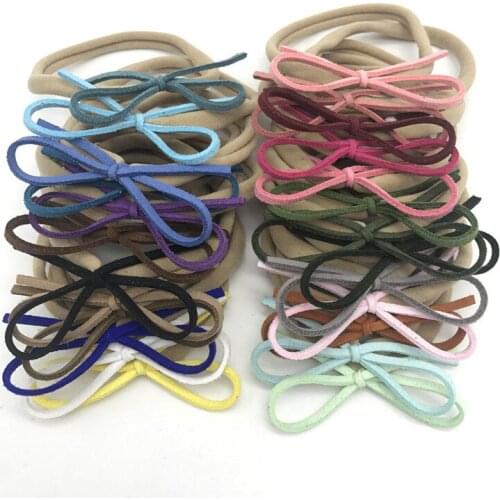 20 pcs/lot Seamless Flexible Bow Headbands With Nlyon Hair Rings Children Headband Nylon hair Rope elastic Nylon Headband