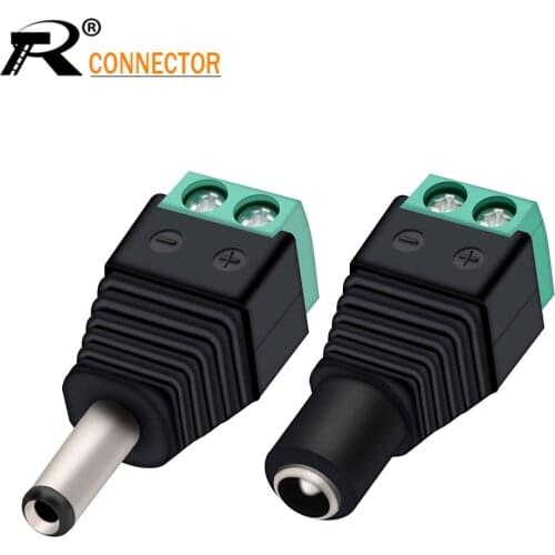 10sets DC Male&Female Power DC Jack CCTV Video Balun 5.5*2.1mm DC Power Plug Terminals Connector Adapter