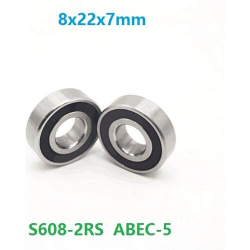 50pcs S608RS S608-2RS S608 2RS RS ABEC-5 8x22x7mm 8mm stainless steel Deep Groove Ball bearing rubber sealed 8*22*7 608 608-2RS