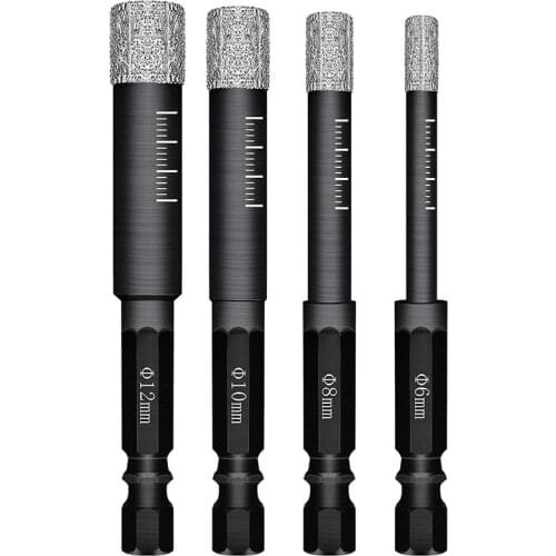 6/8/10/12mm Hex Handle Vacuum Brazed Diamond Dry Drill Bits Hole Saw Cutter For Granite Marble Ceramic Tile Glass