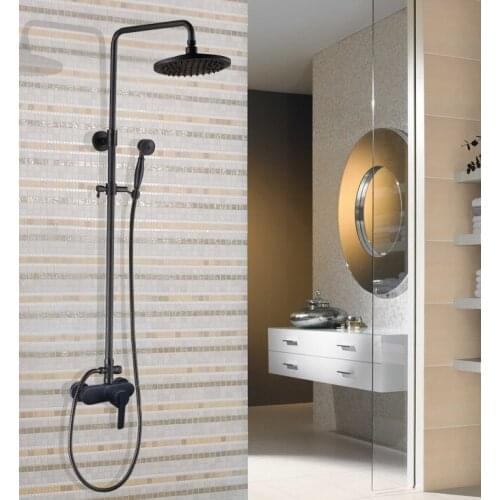 8 inch Rainfall Bathroom Shower Set Oil Rubbed Bronze with Handshower Single Handle Wall Mounted Shower Faucet Tap zhg154